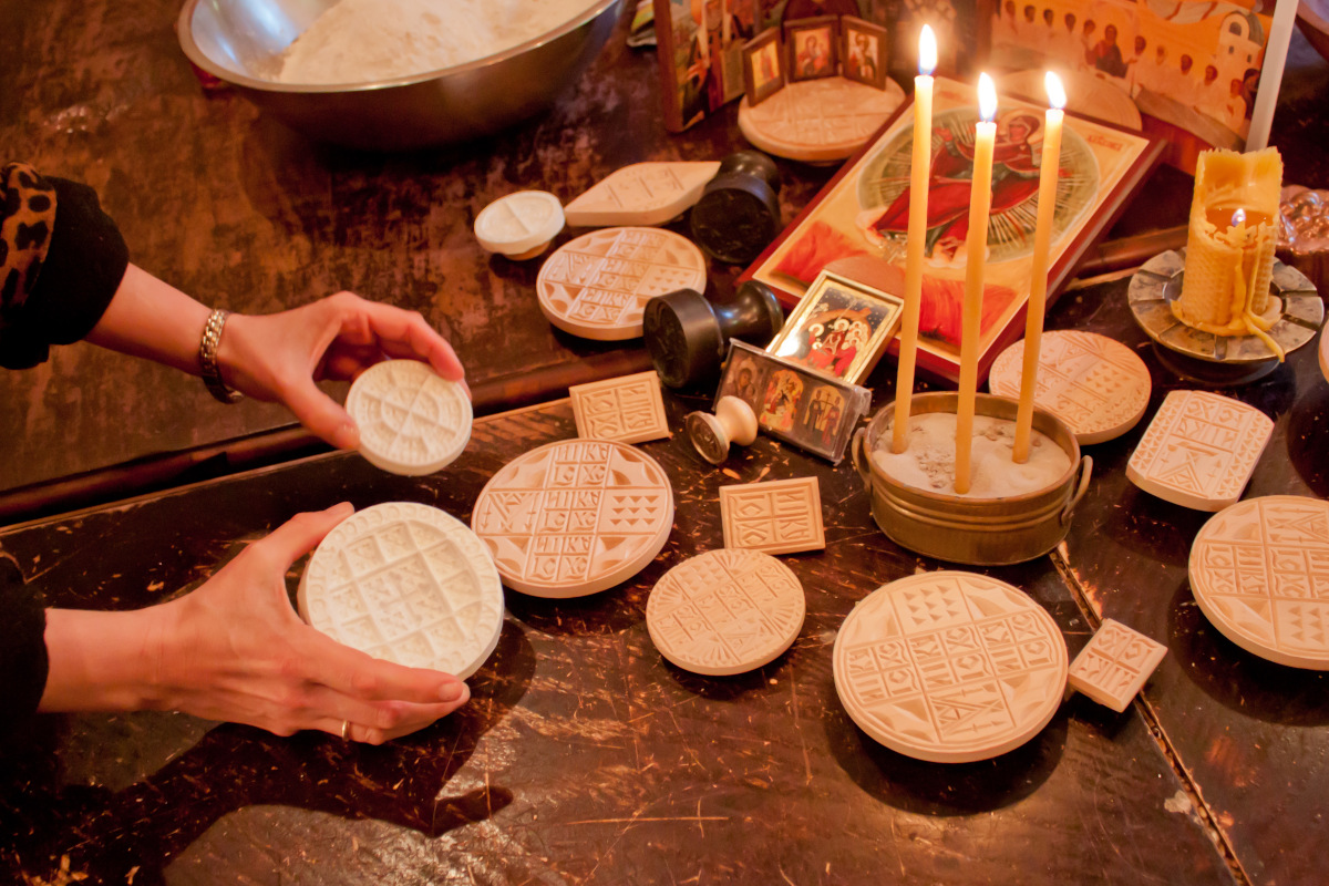 Prosphora Stamps, breadbaking at Emmaus House, Harlem NYC