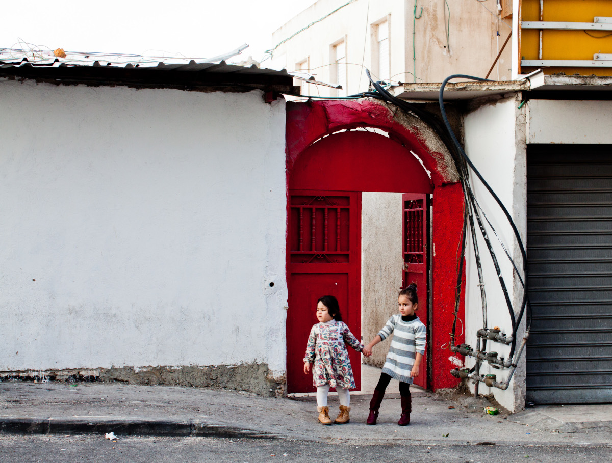 Jerusalem girls with red door