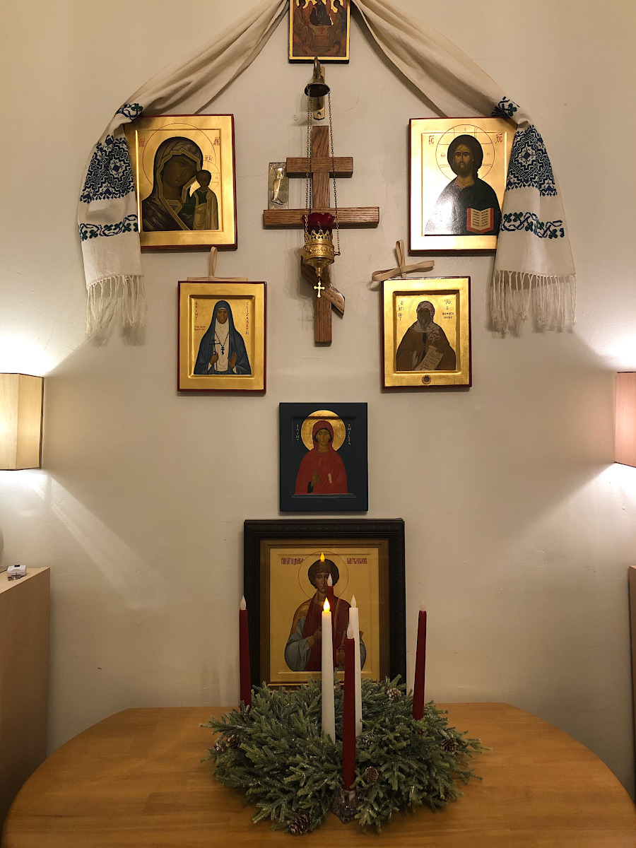 Home icon stand, ready for Advent, Orthodox Church in America