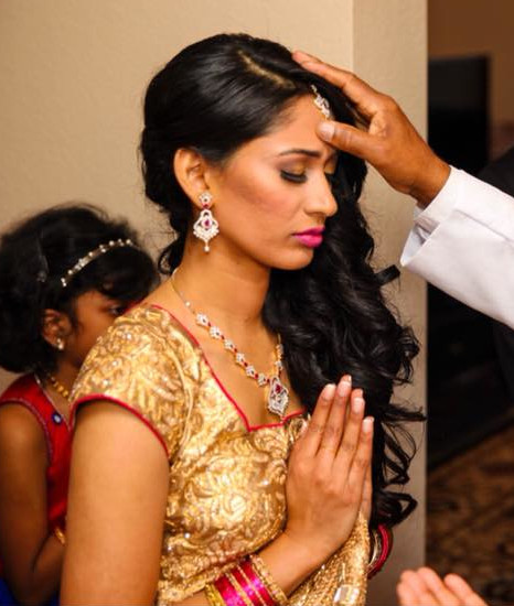 Malankara Woman Receiving a Blessing in Church