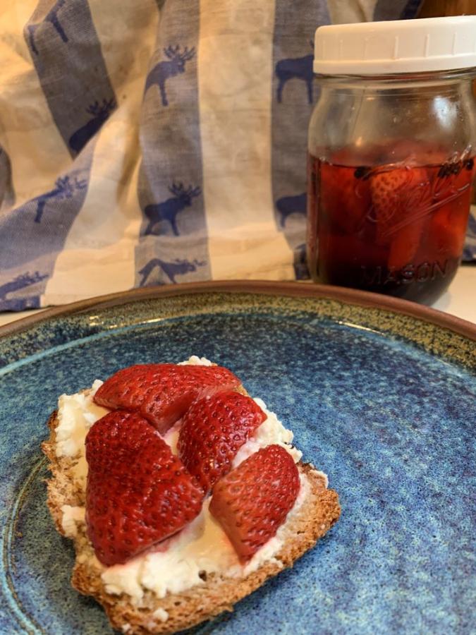 Pickled Strawberries on Toast