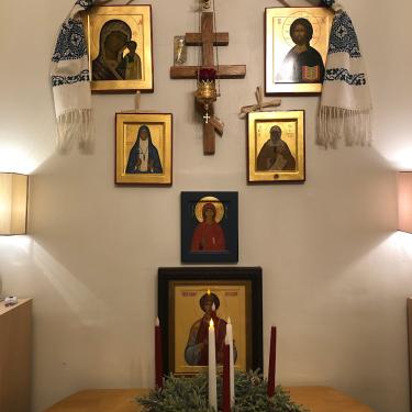Home icon stand, ready for Advent, Orthodox Church in America