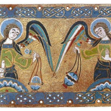 Mosaic of two angels swinging censors