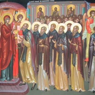 Theotokos giving communion