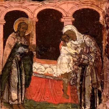 Shunamite with Resurrected Son and Prophet Elisha