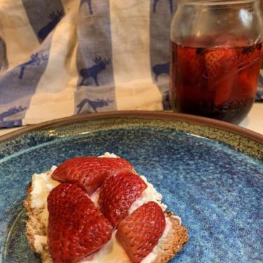 Pickled Strawberries on Toast