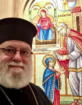 Metropolitan Savas of Pittsburgh with Icon of the Presentation of the Theotokos