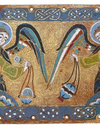 Mosaic of two angels swinging censors