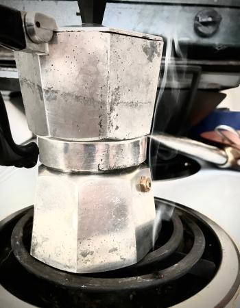 Italian Coffee Pot on a Stove Eye