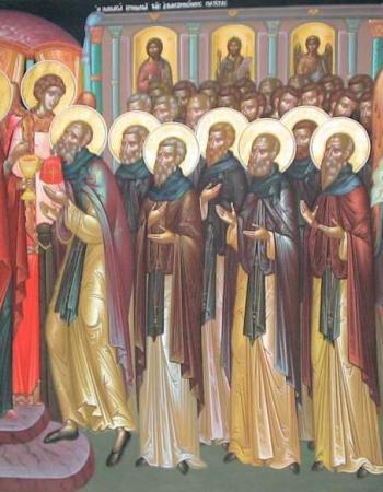 Theotokos giving communion