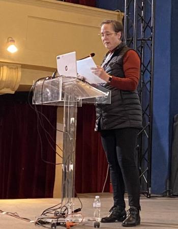 Patricia Fann Bouteneff speaking at IOTA Volos