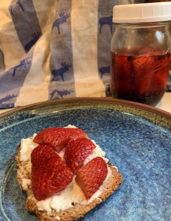 Pickled Strawberries on Toast