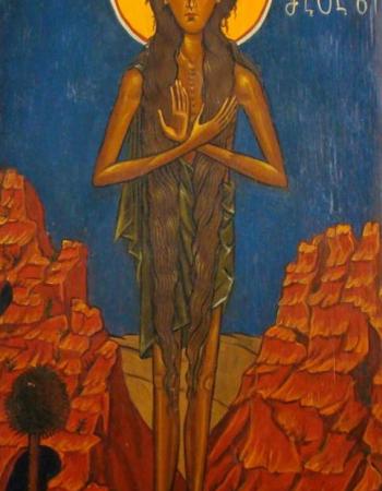 St. Mary of Egypt in blue background