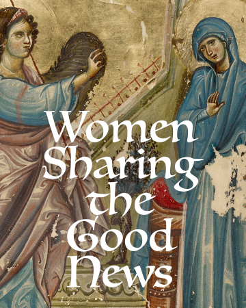 Women Sharing the Good News Over Icon of Annunciation