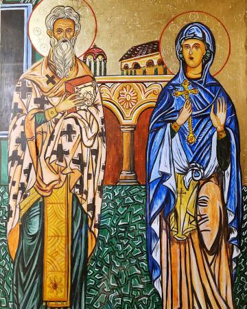 Orthodox icon of St. Cyprian and St. Justina the virgin martyr